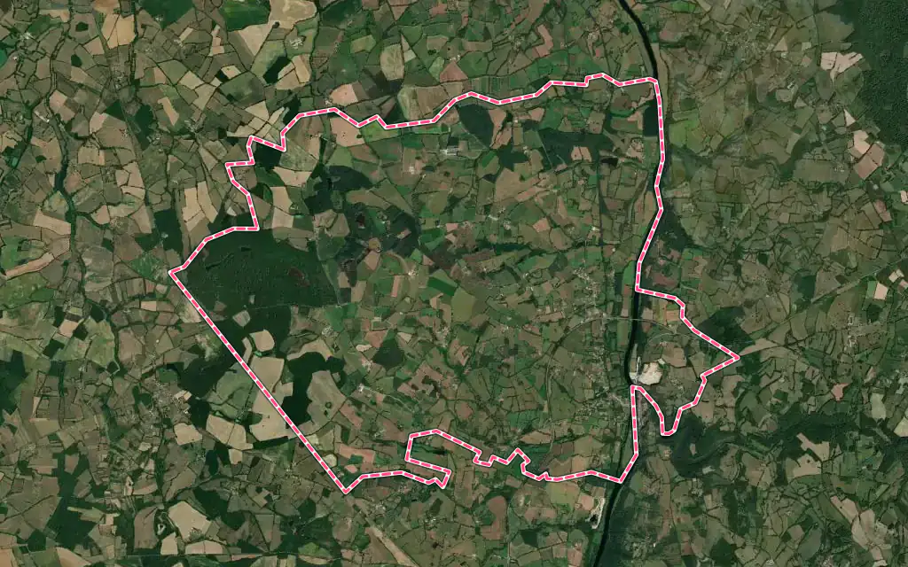 Vue satellite de Lessac avec ses contours administratifs