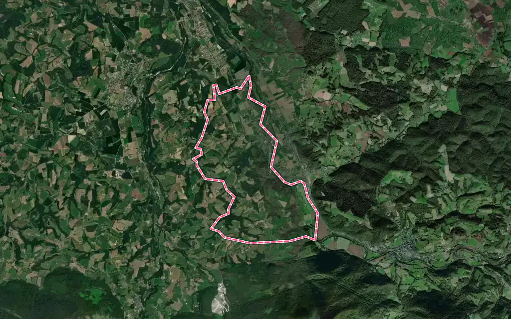 Vue satellite de Lestelle-Bétharram avec ses contours administratifs