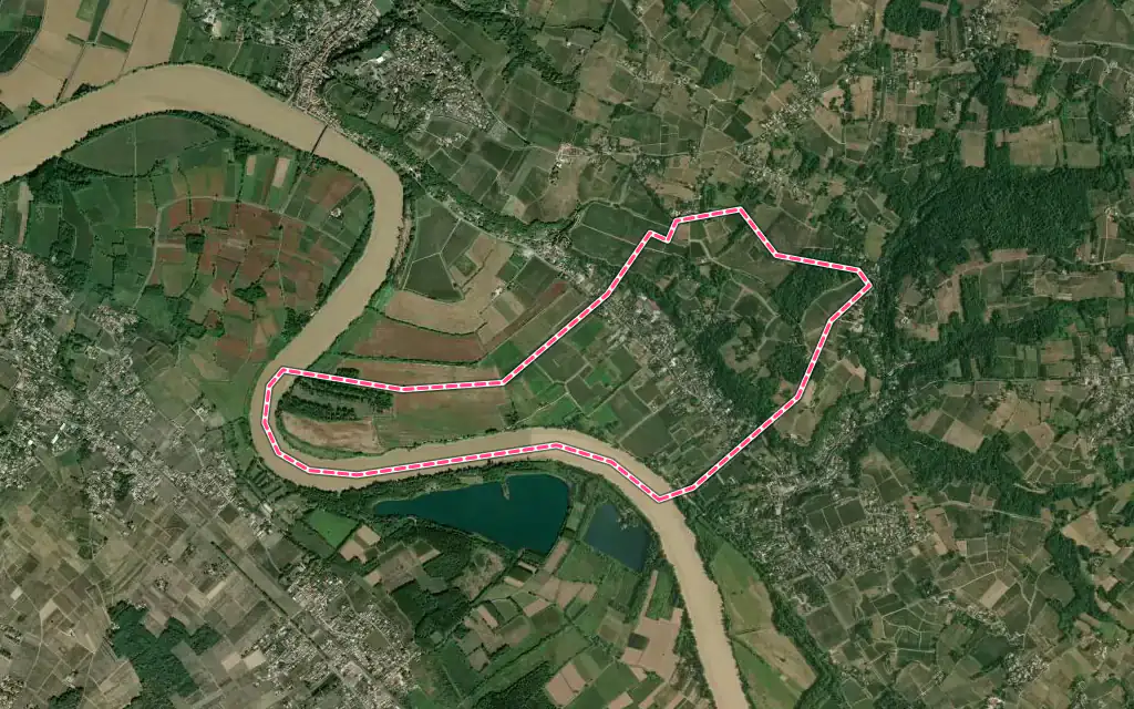 Vue satellite de Lestiac-sur-Garonne avec ses contours administratifs