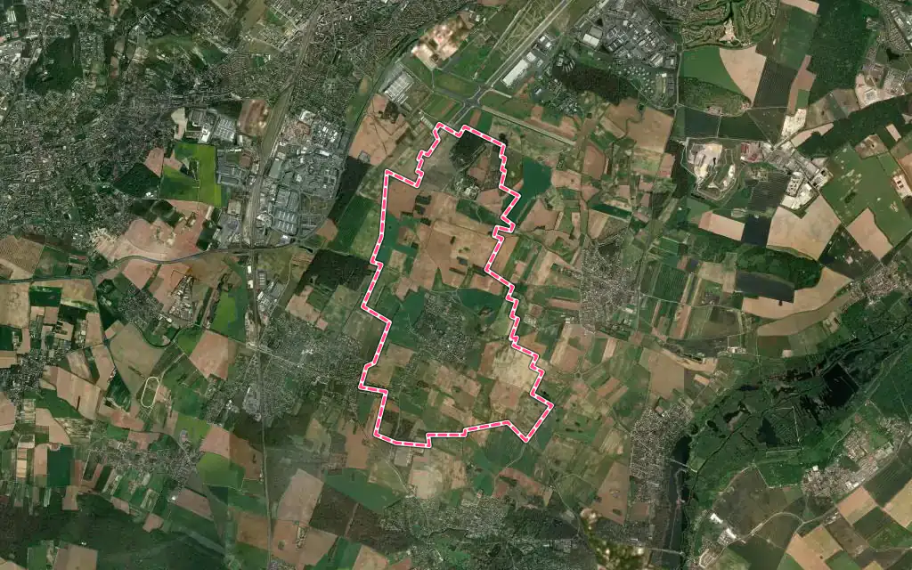 Vue satellite de Leudeville avec ses contours administratifs