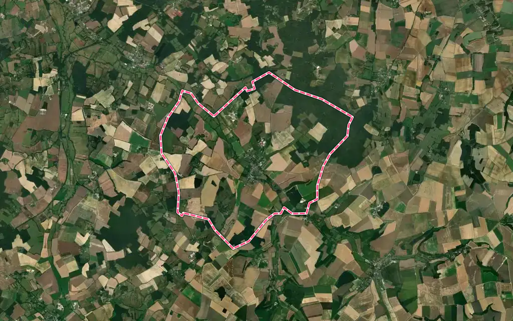 Vue satellite de Leugny avec ses contours administratifs