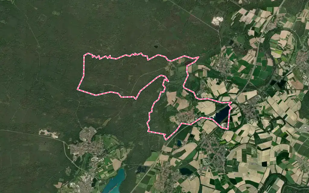 Vue satellite de Leutenheim avec ses contours administratifs