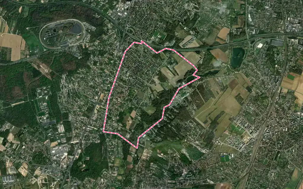 Vue satellite de Leuville-sur-Orge avec ses contours administratifs