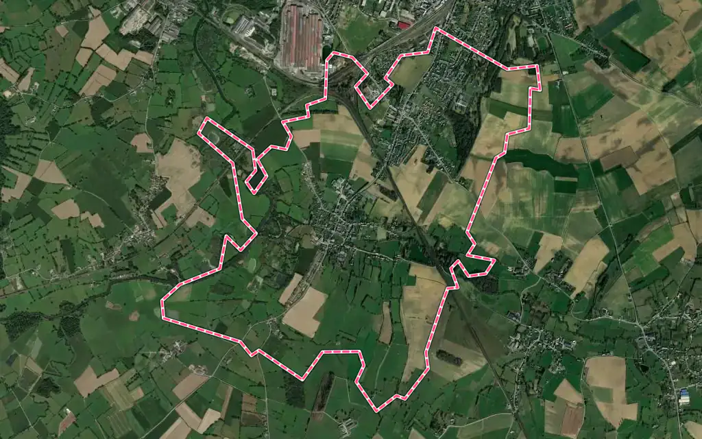 Vue satellite de Leval avec ses contours administratifs