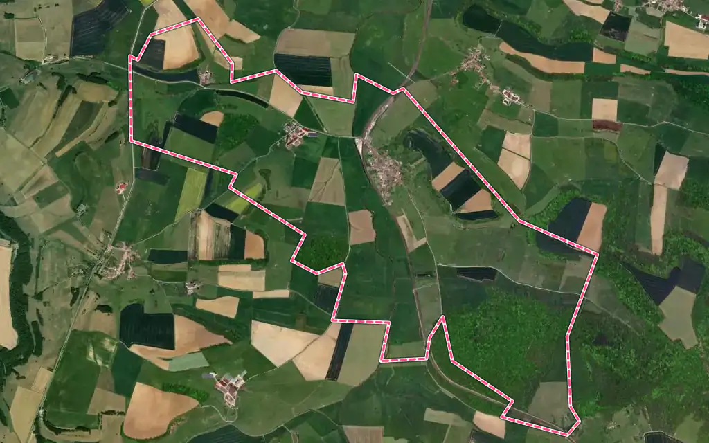Vue satellite de Levécourt avec ses contours administratifs