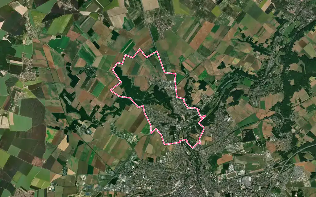 Vue satellite de Lèves avec ses contours administratifs