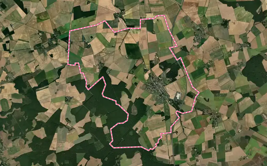 Vue satellite de Levet avec ses contours administratifs