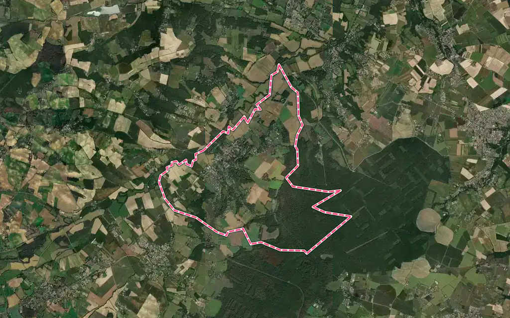 Vue satellite de Lévignac avec ses contours administratifs