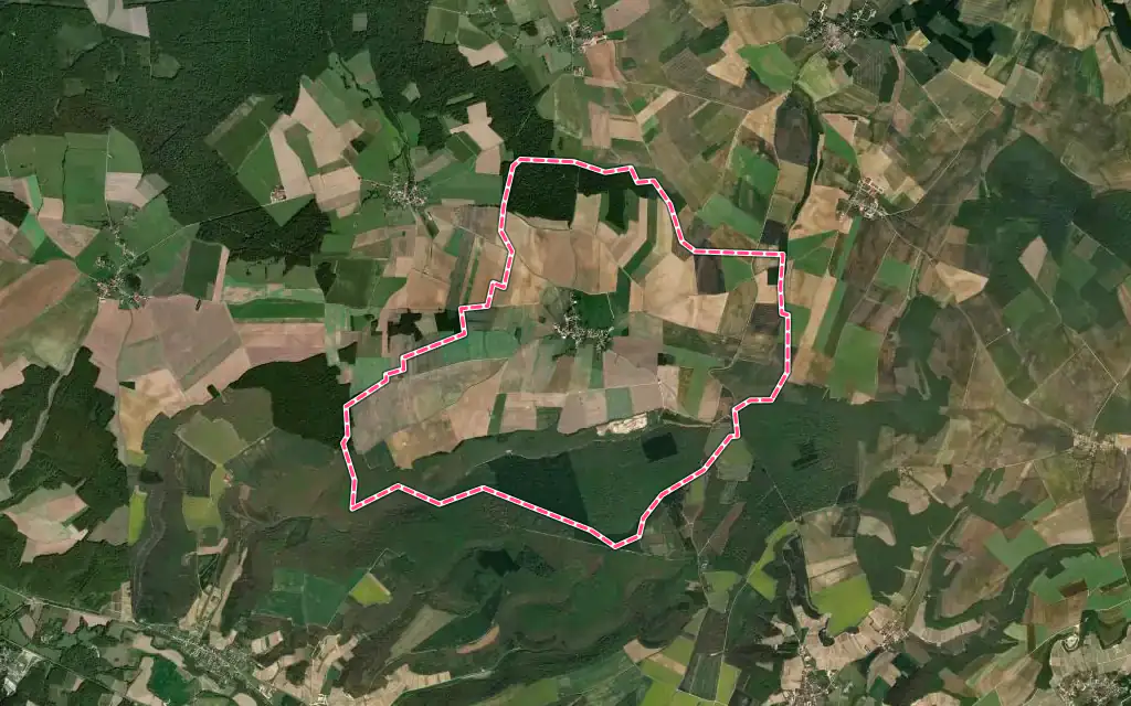 Vue satellite de Lévigny avec ses contours administratifs