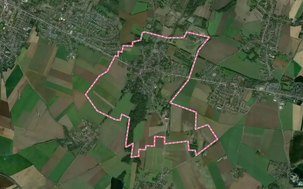 Vue satellite de Lewarde avec ses contours administratifs