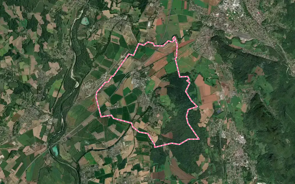 Vue satellite de Leyment avec ses contours administratifs
