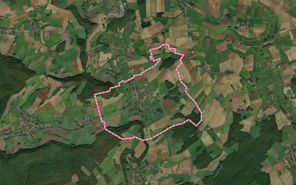 Vue satellite de Leyr avec ses contours administratifs