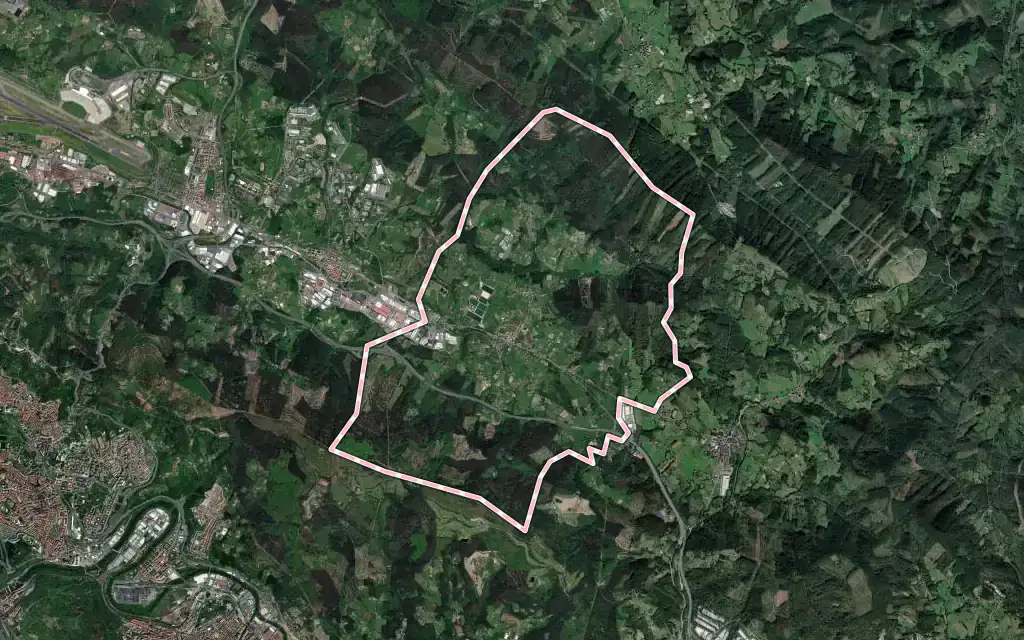 Vista satélite de Lezama con su contorno administrativo
