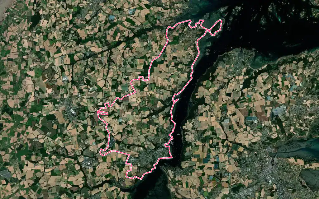 Vue satellite de Lézardrieux avec ses contours administratifs