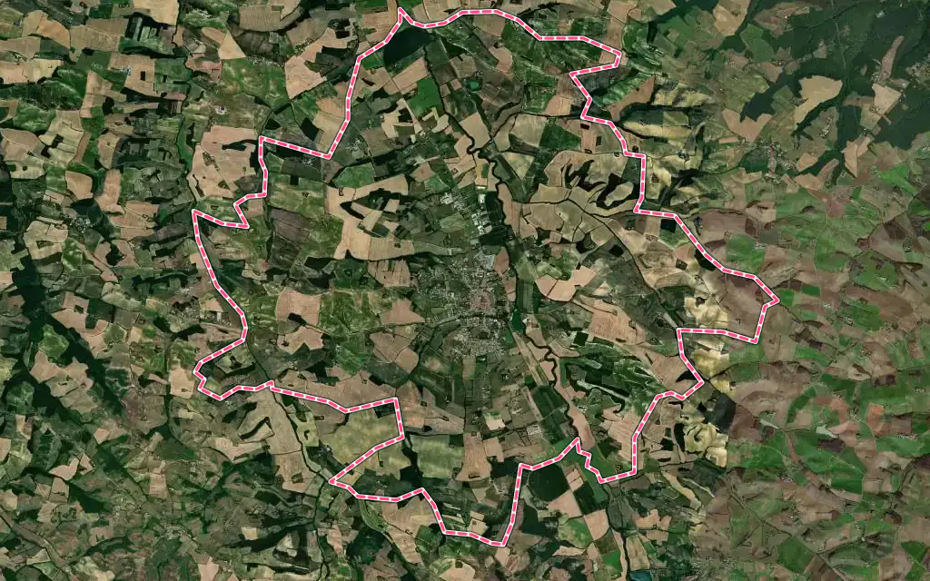 Vue satellite de Lézat-sur-Lèze avec ses contours administratifs