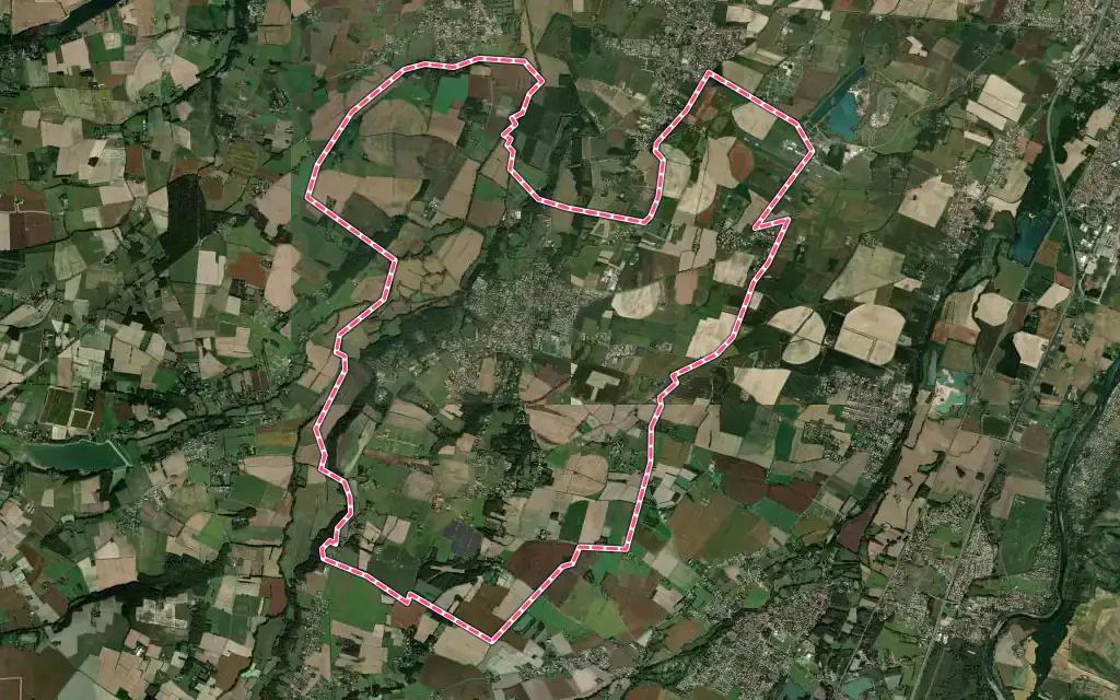 Vue satellite de Lherm avec ses contours administratifs