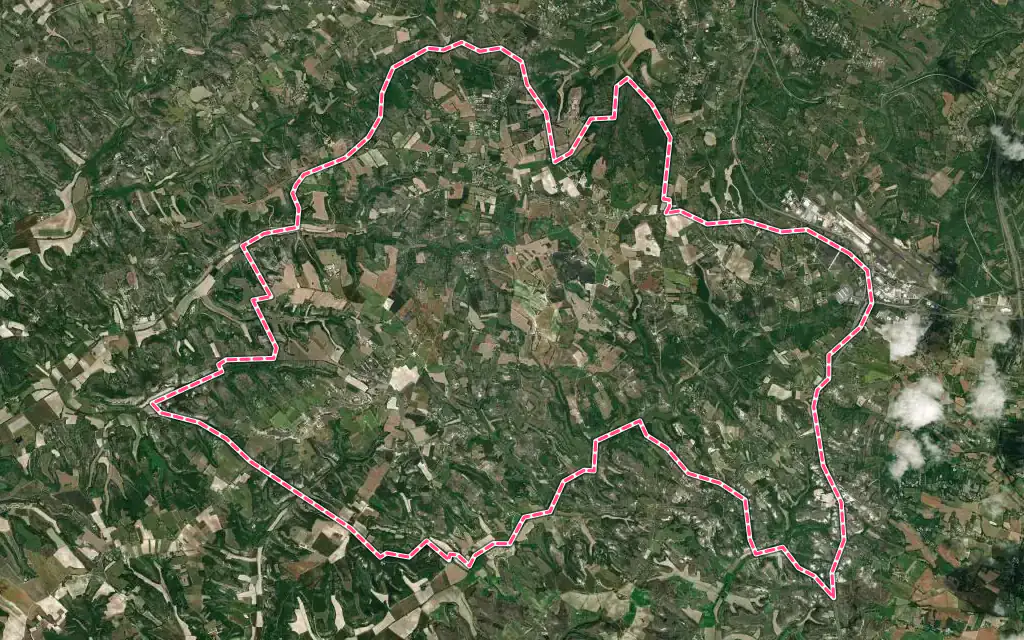 Vue satellite de Lhospitalet avec ses contours administratifs