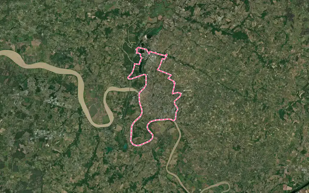 Vue satellite de Libourne avec ses contours administratifs