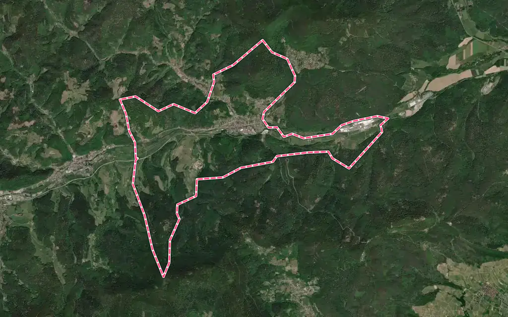 Vue satellite de Lièpvre avec ses contours administratifs