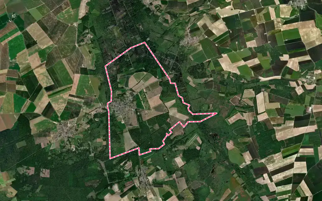Vue satellite de Liesse-Notre-Dame avec ses contours administratifs