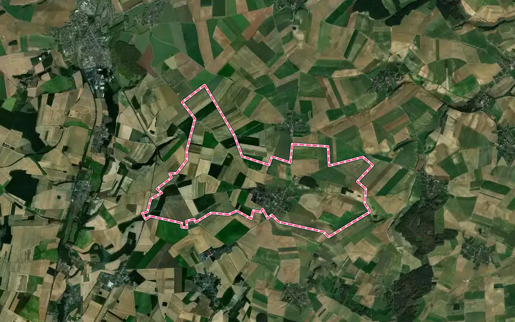 Vue satellite de Lieuvillers avec ses contours administratifs