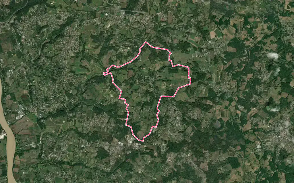 Vue satellite de Lignan-de-Bordeaux avec ses contours administratifs