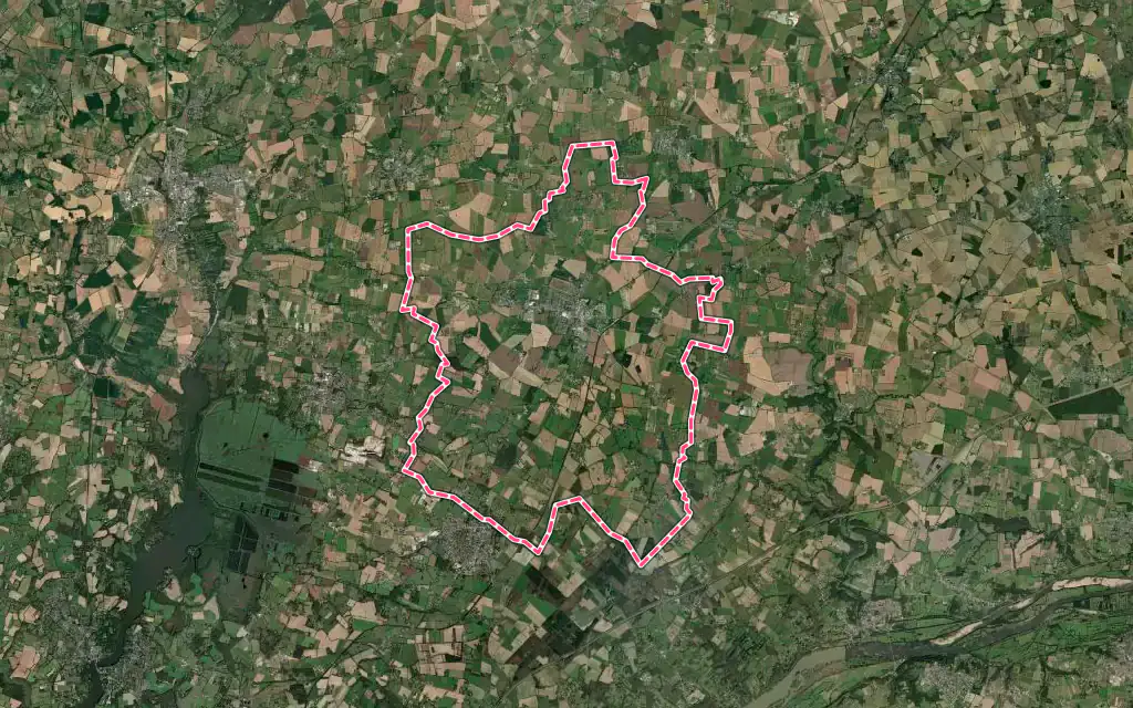 Vue satellite de Ligné avec ses contours administratifs