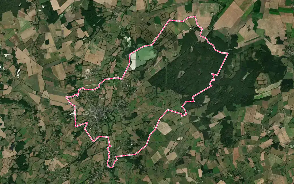 Vue satellite de Lignières avec ses contours administratifs