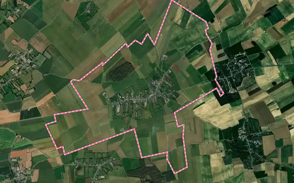 Vue satellite de Lignières-Châtelain avec ses contours administratifs