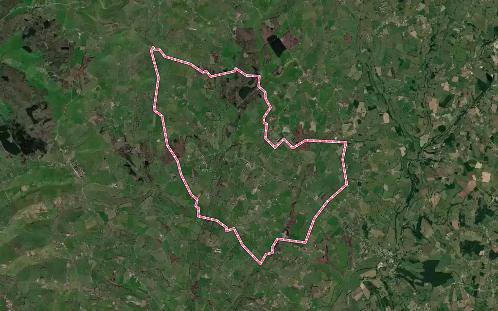 Vue satellite de Ligny-en-Brionnais avec ses contours administratifs