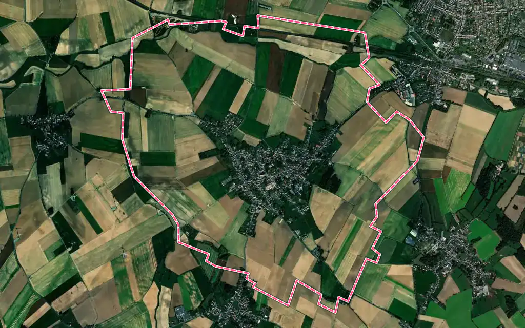Vue satellite de Ligny-en-Cambrésis avec ses contours administratifs