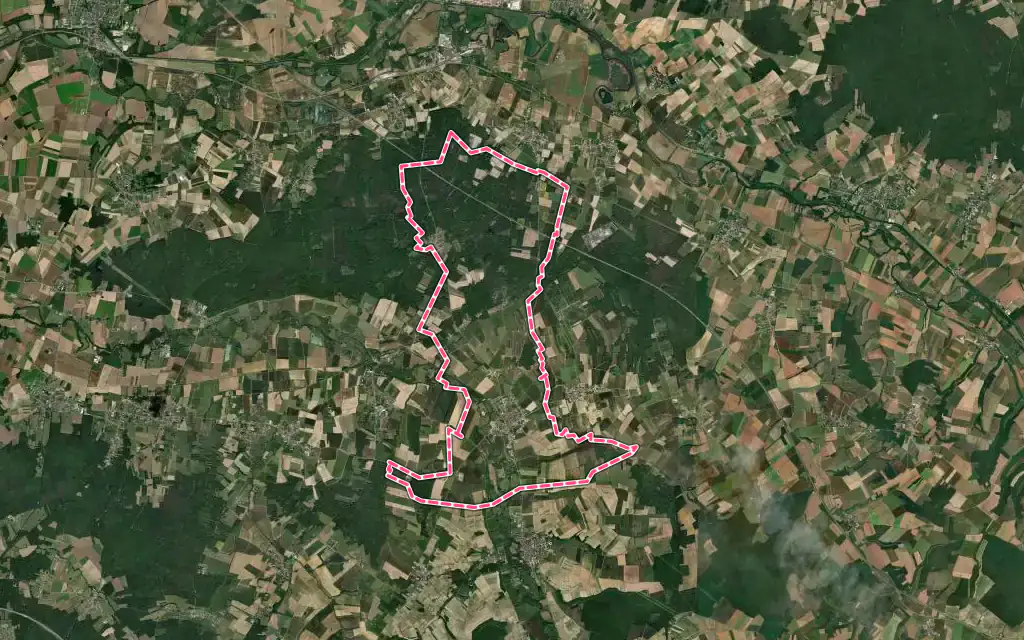 Vue satellite de Ligny-le-Châtel avec ses contours administratifs