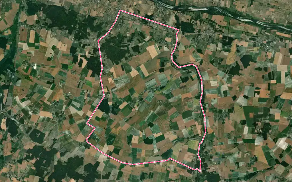 Vue satellite de Ligré avec ses contours administratifs
