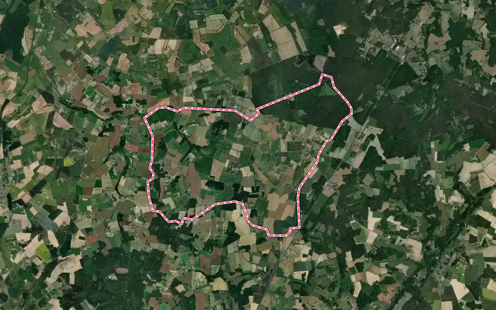 Vue satellite de Ligron avec ses contours administratifs
