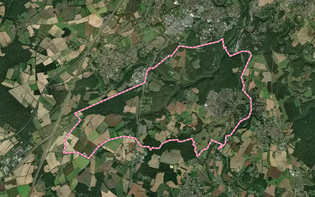 Vue satellite de Ligugé avec ses contours administratifs