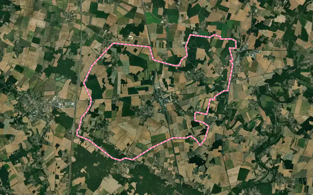 Vue satellite de Limalonges avec ses contours administratifs
