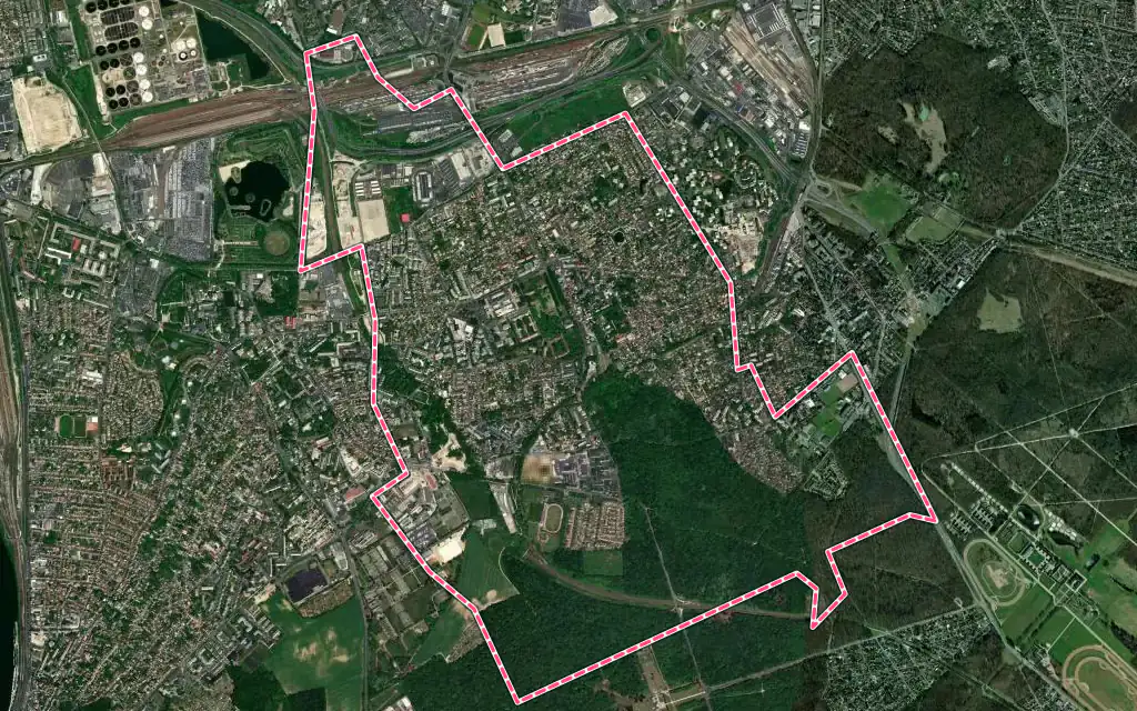 Vue satellite de Limeil-Brévannes avec ses contours administratifs