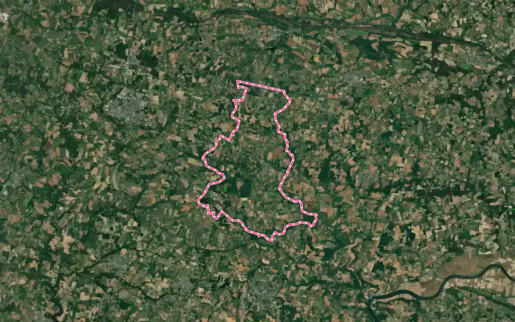 Vue satellite de Limerzel avec ses contours administratifs