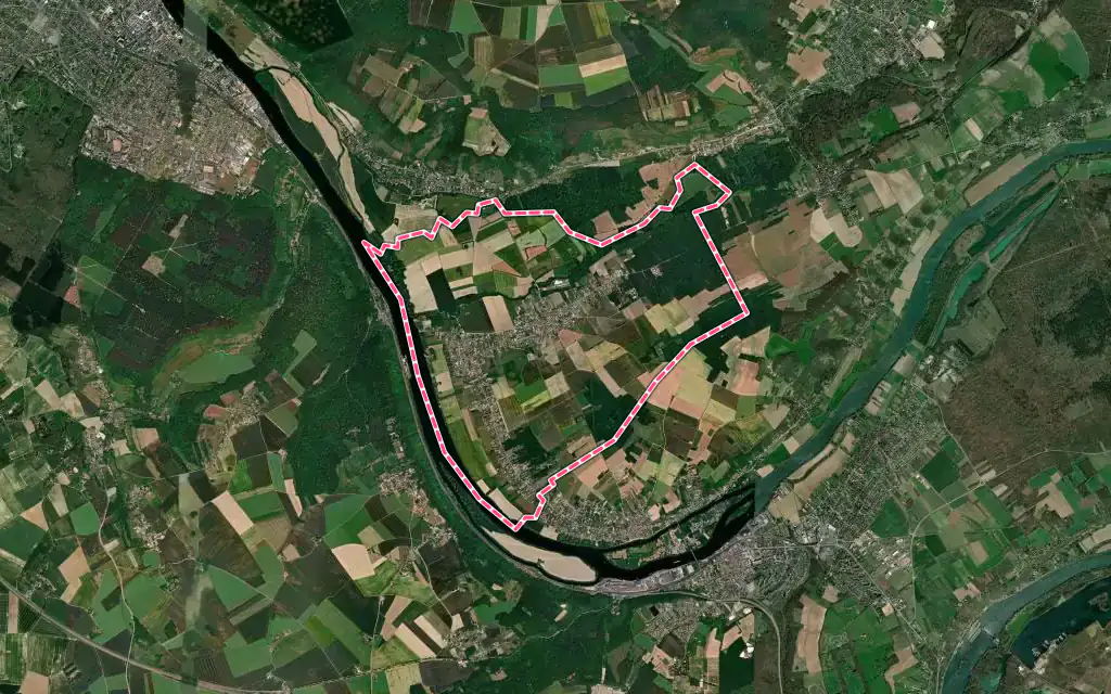 Vue satellite de Limetz-Villez avec ses contours administratifs