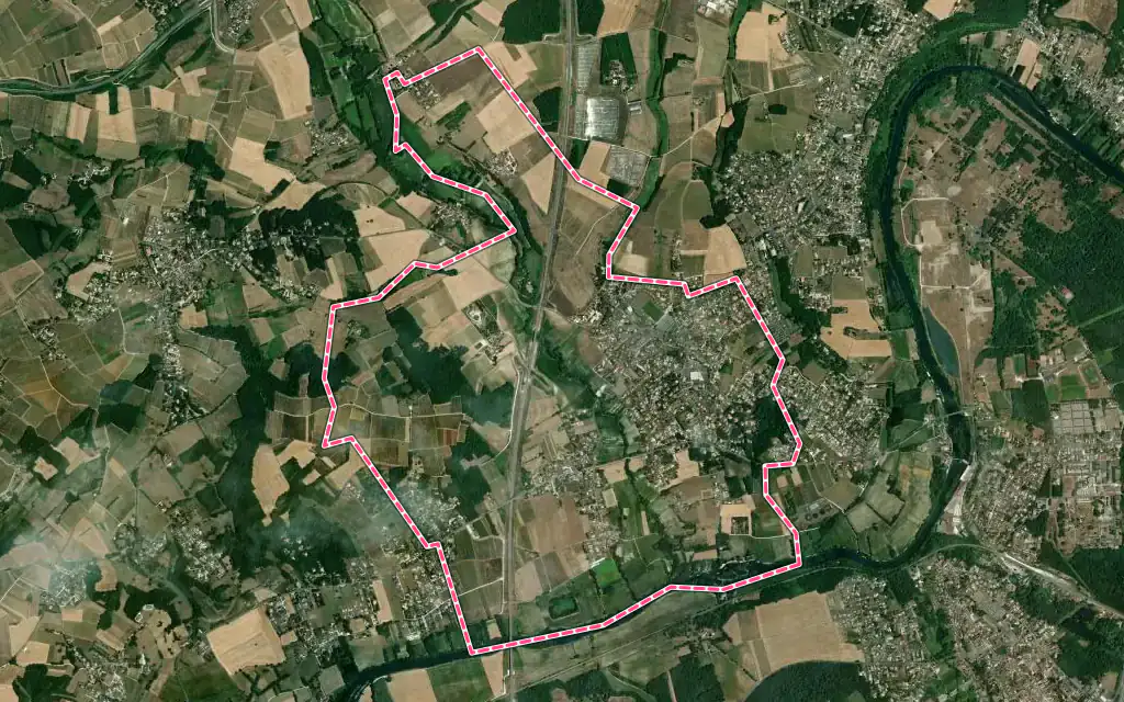 Vue satellite de Linars avec ses contours administratifs