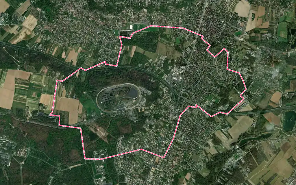 Vue satellite de Linas avec ses contours administratifs