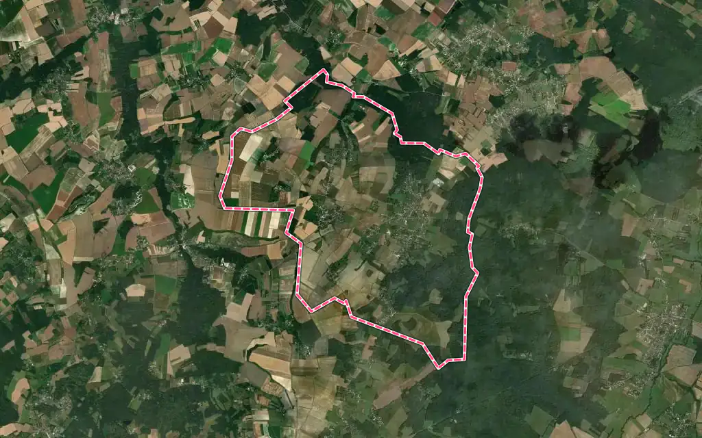 Vue satellite de Lindry avec ses contours administratifs