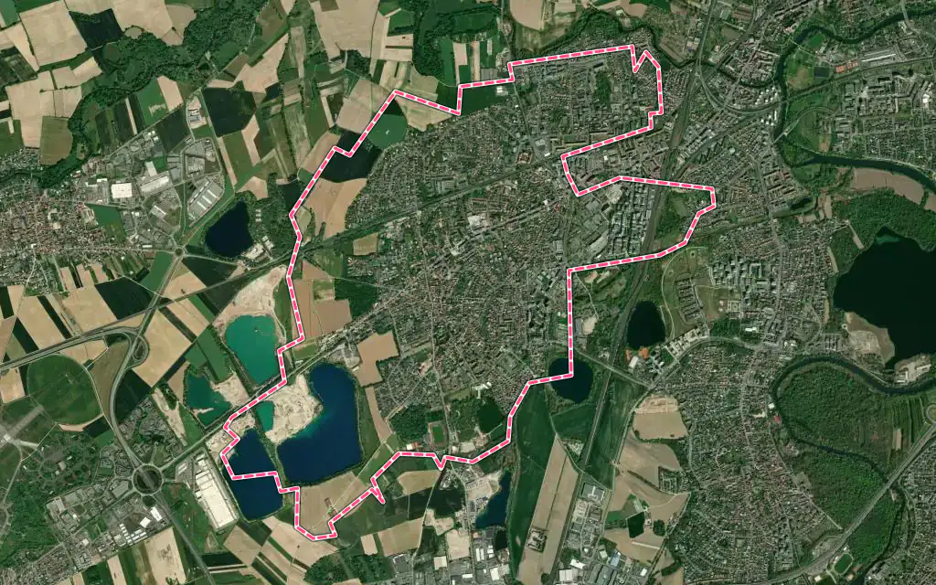 Vue satellite de Lingolsheim avec ses contours administratifs