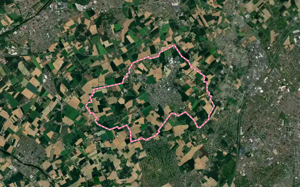 Vue satellite de Linselles avec ses contours administratifs