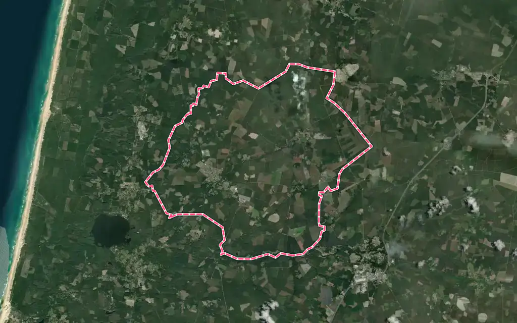 Vue satellite de Linxe avec ses contours administratifs