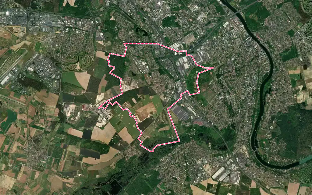 Vue satellite de Lisses avec ses contours administratifs