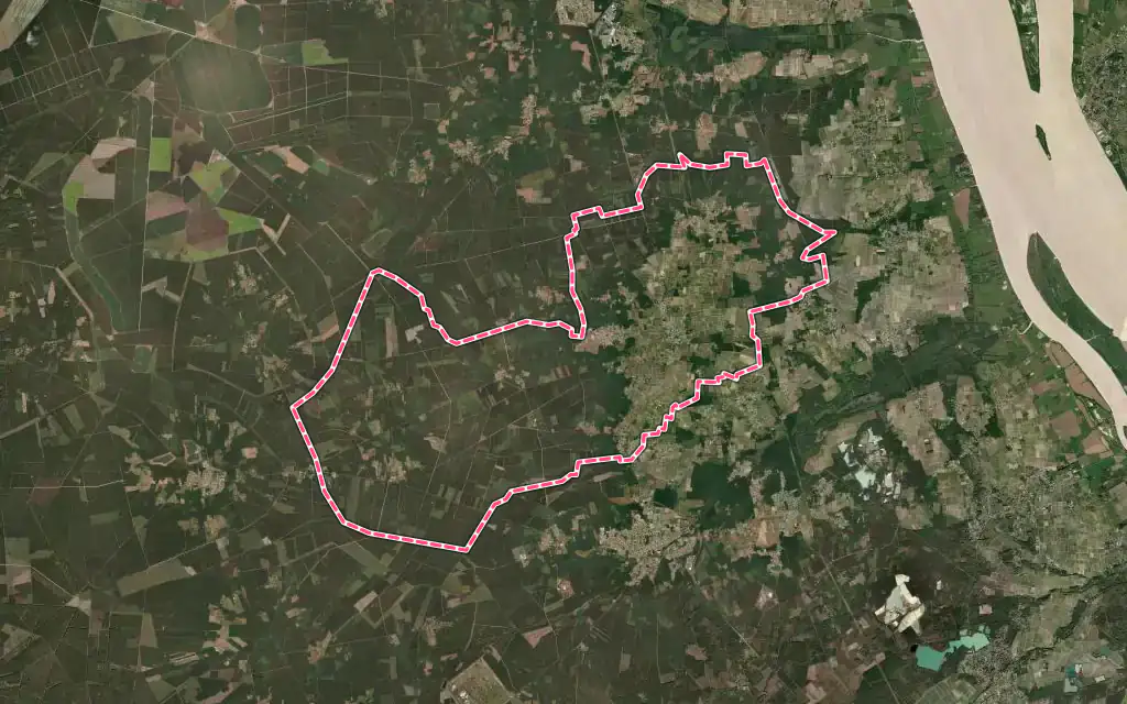 Vue satellite de Listrac-Médoc avec ses contours administratifs