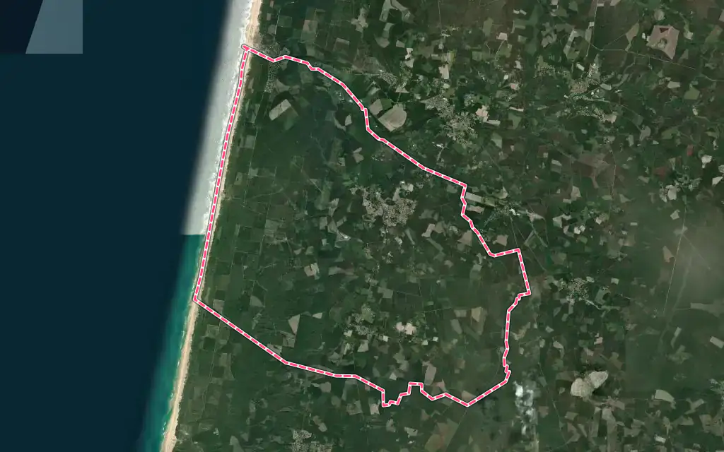 Vue satellite de Lit-et-Mixe avec ses contours administratifs