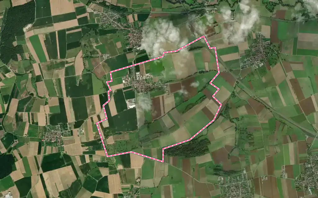 Vue satellite de Littenheim avec ses contours administratifs