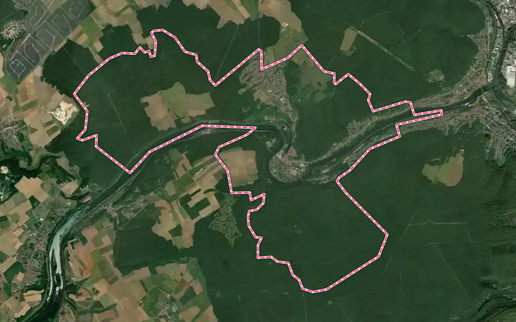 Vue satellite de Liverdun avec ses contours administratifs